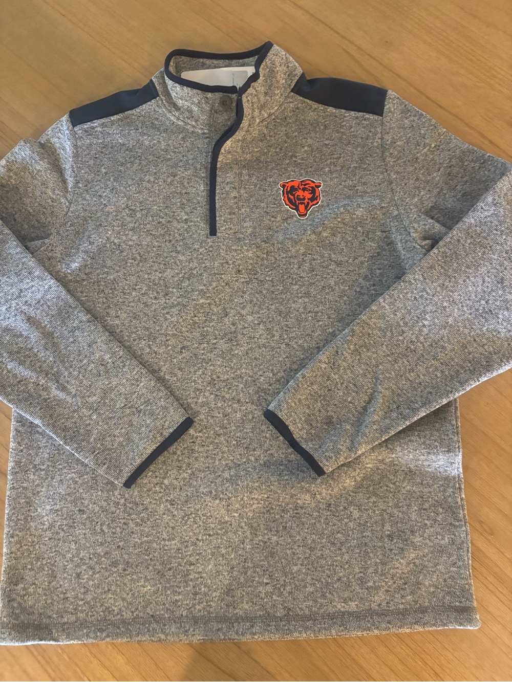 NFL Team Apparel Chicago Bears Men's L Gray NFL 1/4 Button Pullover Sweater NWT